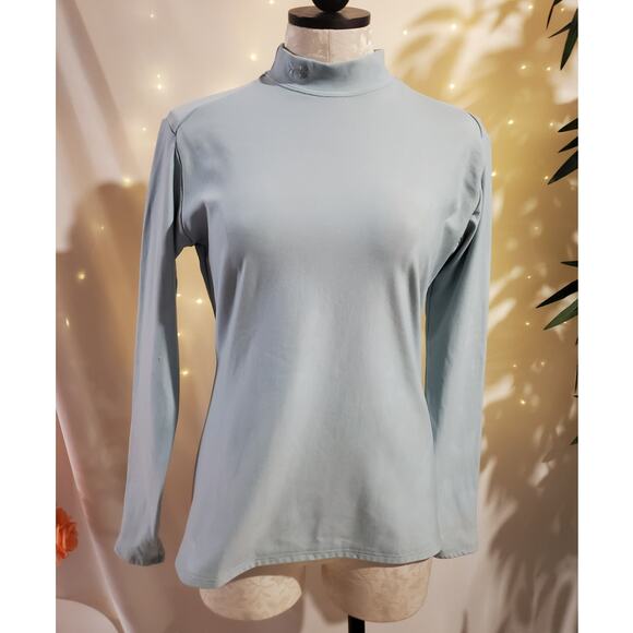 Under Armour Womens Coldgear Mock Neck Compression Baselayer Top Size XL Blue - Picture 1 of 10